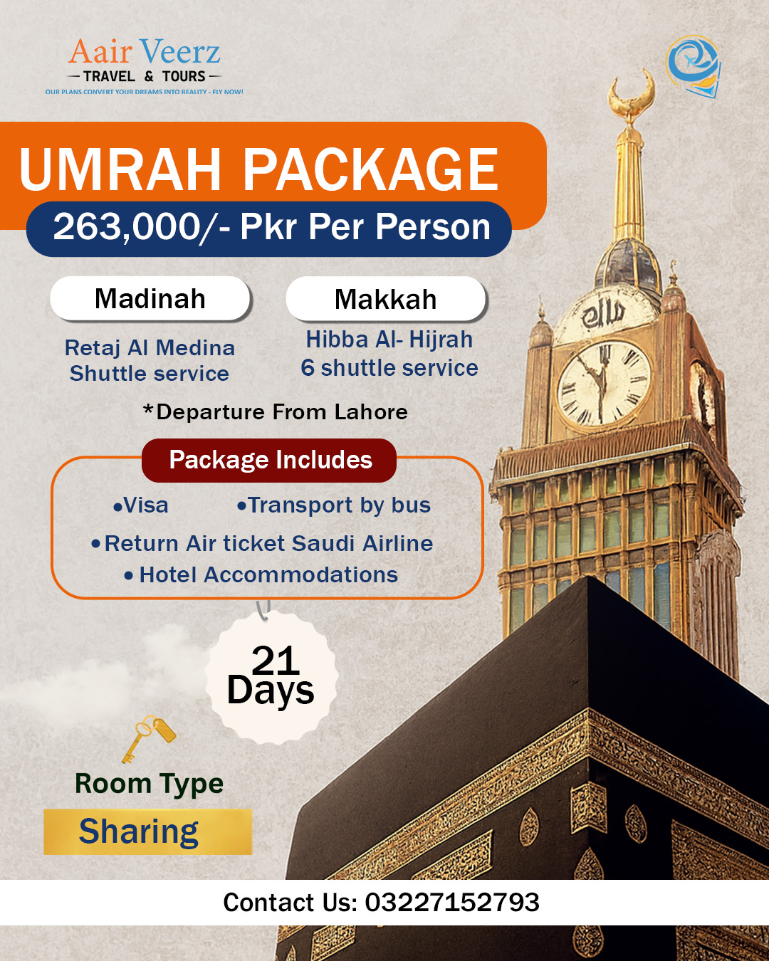 Affordable 21 Days Umrah Package From Lahore